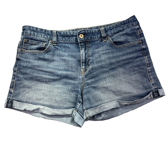 Tommy Hilfiger‎ Cuffed Denim Jean Shorts Blue Sz 12 Fits 34" Western Retro Y2K - Picture 1 of 13